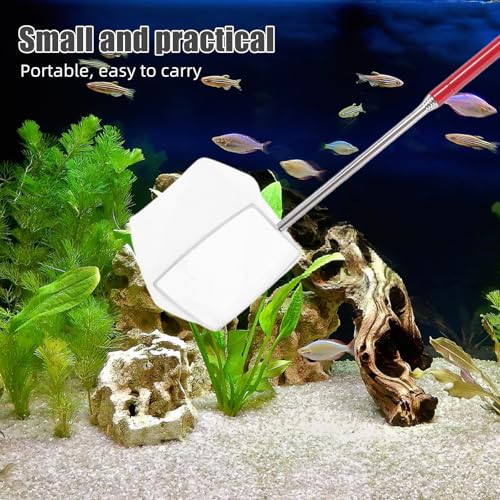 Amosfun Small Telescopic Aquarium Shrimp Net with Red Extended Handle, Fine Mesh Fish Tank Scoop for Nano Tanks, Lightweight Fishing Net for Shrimp and Small Fish Maintenance
