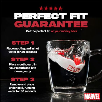 Marvel Logo Sports Mouth Guard, Adult Dual Layer Mouthguard with Case - color: Marvel Logo, size: Adult (12+ Years)
