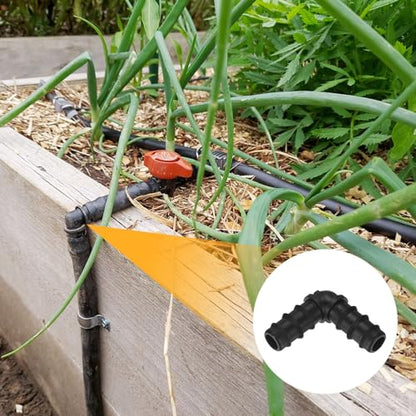 M METERXITY 25-Pack Drip Irrigation Barbed Fittings, for 3/8 Inch Elbows Tubing Connector Plastic Coupling Irrigation Parts for Garden/Greenhouse/Aquarium/Flower Pot, Drip Pipe Accessories
