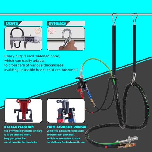CheeMuii 18FT Semi Truck Air Line Kit with Gladhands Handles Air Line Holder and Springs Kit 7 Way Trailer Cord and 3-in-1 Air Brake Hoses for Semi Truck Trailer Tractor