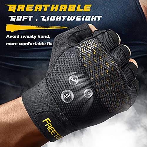FREETOO Fingerless Workout Gloves for Men,Padded Palm Weight Lifting Gloves - size: Medium