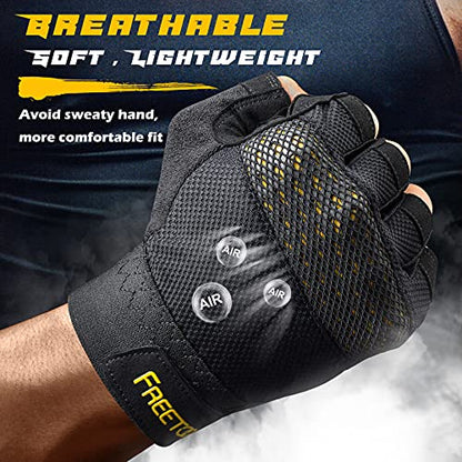 FREETOO Fingerless Workout Gloves for Men,Padded Palm Weight Lifting Gloves - size: Medium