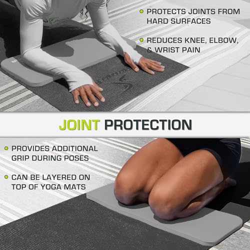ProsourceFit Extra Thick Yoga Knee Pad and Elbow Cushion 15mm (5/8”) Fits Standard Mats for Pain Free Joints in Yoga, Pilates, Floor Workouts - color: Grey