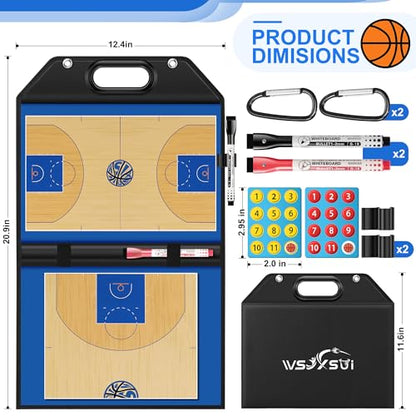 Basketball Coaching Board, Magnetic Basketball Board for Coaches | Foldable Leather, Professional Tactic Board, Dry Erase Strategy Whiteboard, Carry Handle, Lightweight - style: Basketabll