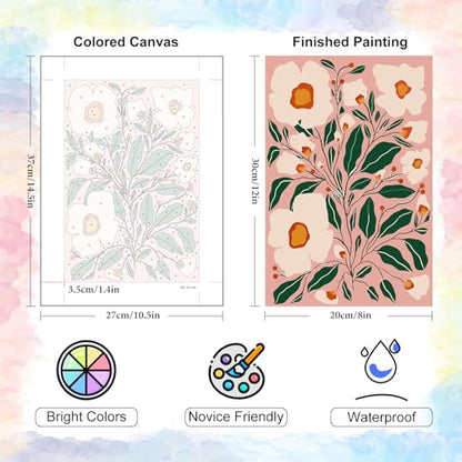 Yezavesu 6 Pack Paint by Numbers Kit for Adults Beginner 8x12 Inch, Flowers Adult Paint by Number Kits on Canvas Without Frame, DIY Acrylic Easy Flower Painting by Numbers for Home Wall Decor Gift
