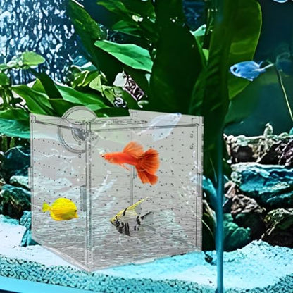 Breeder Box for Fish Tank – 10x10x10cm Acrylic, Clear Nursery Hatchery, Breeding Container | Perfect Aquarium Fry Raising, Betta Isolation Space, Guppy Support, Angelfish Egg Care, Shrimp Habitat