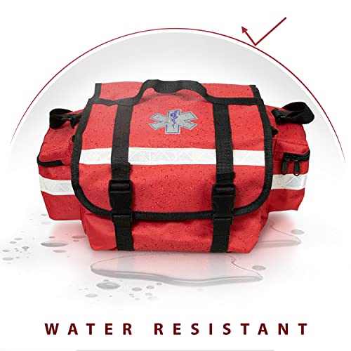 ASA TECHMED Empty First Aid Bag Red 17 x 9 x 7, Professional EMT Bag and Medic Bag Organizer, Versatile Medical Bag for EMS Gear, Med Bag Storage for Workplace, Vehicle or Home Preparedness