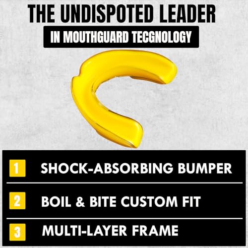 Bella Mouth Guard for Kids, Boxing, MMA, Football & Martial Arts – Shock Absorbing Sports Mouthguard for Teeth Protection – Comfortable Breathable Athletic Gum Shield for Youth Junior (Yellow, Kids)