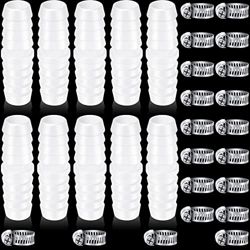 Treela 10 Set Plastic Hose Barb Fitting 3/8" x 3/8" Pipe Connectors Barbed Splicer Mender Joint Adapter Union with 20 Pcs Hose Clamps for Household Adapters Fuel Gas Liquid Air Repair