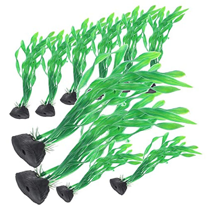 VICASKY 10Pcs Compact Fake Plant Aquarium Decoration Lifelike Desktop Aquarium Grass Stylish Fish Tank Accessories for Aquatic Landscape Safe for Fish and Water Quality