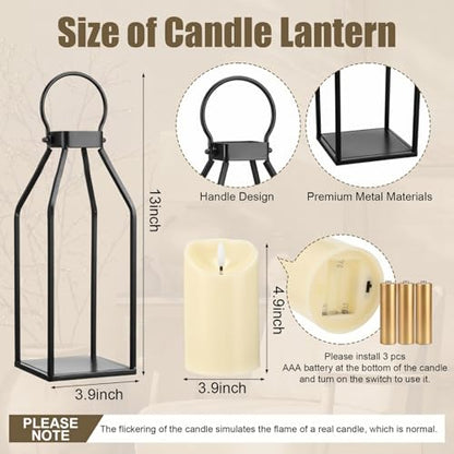 Novabright 6 Pcs Simple Lines Farmhouse Lantern Decor Set Candle Lanterns Decorative Indoor with Wooden Tray Bead Aromatherapy Candle Faux Plant Rustic Decor for Living Room Mantel Housewarming Gift - style: Simple Lines