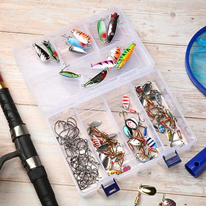 Honoson 6 Pack Fishing Tackle Box Organizer Storage Clear Fishing Box with Movable Tray Plastic Waterproof Compartment Organizer for Lure Container Craft Beads Jewelry
