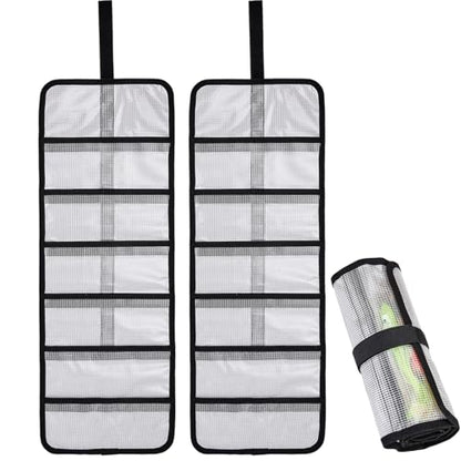 Roll Up Fishing Lure Wraps Set-Durable Lure Bag 6 Pocket PVC Protective Cover Saltwater Hook Covers Fabric Lure Protector Trolling Lure Tackle Box