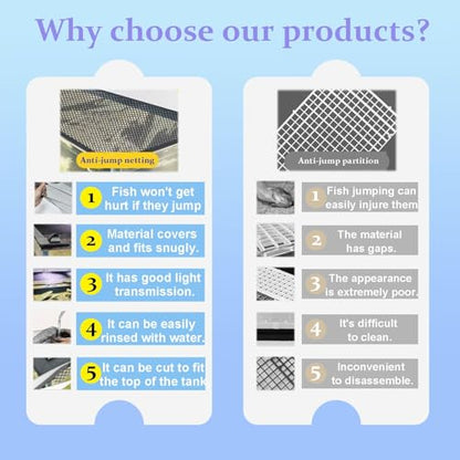 Magnetic Aquarium Anti-Jumping Net Cover, Plastic Cuttable Fish Tank Anti-Jump Protective Lid, Adjustable Size Fit Tank Size Max 78''X24'' - size: 50x50cm/19.69x19.69"
