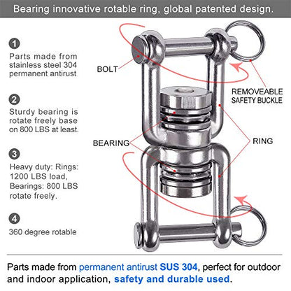 BeneLabel 360 Swing Swivel with Bearing Double Ended Swivel Eye Hook - color: Double Opening(1 Pack)