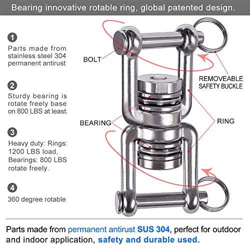 BeneLabel 360 Swing Swivel with Bearing Double Ended Swivel Eye Hook - color: Double Opening(1 Pack)