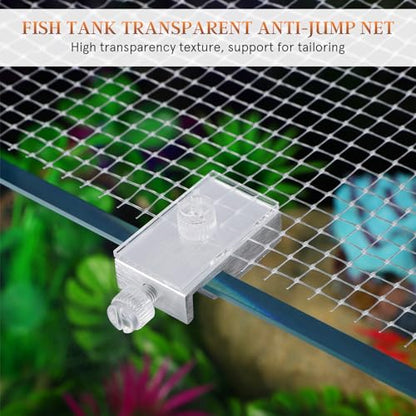VILLCASE Fish Tank Anti-Escaping Net Aquarium Mesh Cover 27.55X20.86 Inches Breathable Escape-Proof Screen with 5 Brackets Practical Fish Tank Netting for Home Aquariums