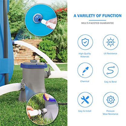1.5" x 59" Pool Hoses for Above Ground Pools, Replacement Hose with Stainless Steel Clamps and Pipe Holders, Compatible with Intex, Coleman and Bestway Pool Pumps & Filters (4 pack Blue)