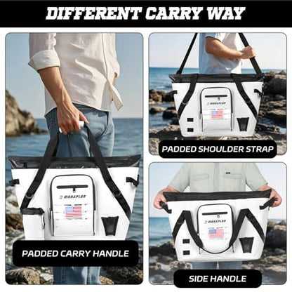 Insulated Fish Cooler Kill Bag with Flat Bottom-25x17.5 40x16 60x20Inches Waterproof Fishing tackle Kill Cooler Bag - color: White-26x18x9