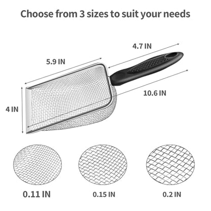 3pcs Soil Sifter for Gardening, 2.8/3.8/5mm Mesh Sieve with Ergonomic Handle for Sand, Compost, Dirt, Rocks, Potting Soil Sifter, Landscaping, Beach, Cat Litter Shovels, Planting Tool Accessories