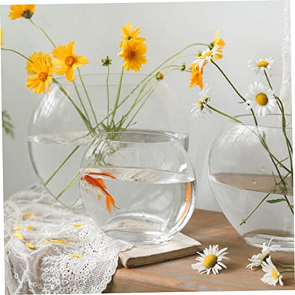 Transparent Fish Tank Desktop Aquarium Delicate Shape for Home Office Decor Space-Saving Design for Betta Fish - size: 19.5X16cm