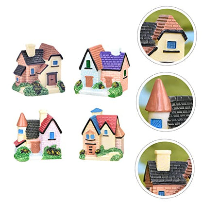 GANAZONO 4pcs Aquarium Accessories Resin Villa Ornament House Model for Landscape Decor for Garden Lovers Random Style