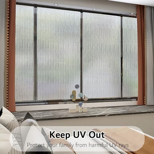 Frosted Window Privacy Film Non Adhesive Window Cling Removable Glass Covering Clear Water Opaque Window Film for Home Anti UV 35.4x118 inches - size: 35.4"x118" (90x300cm)