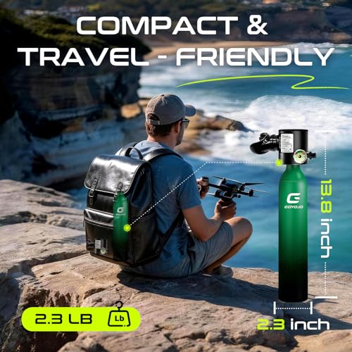 GOYOJO Mini Scuba Tank, Portable Diving Lung Air Tank with DOT Certified, Refillable Emergency Backup Pony Bottle for Snorkeling, Underwater Breathing, Training - color: 0.5L Submariner Hulk
