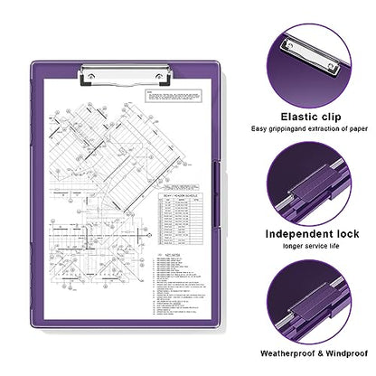 Hongri Clipboard with Storage, Purple 8.5 x 11 Clip Board, Dual Compartmen - color: Purple