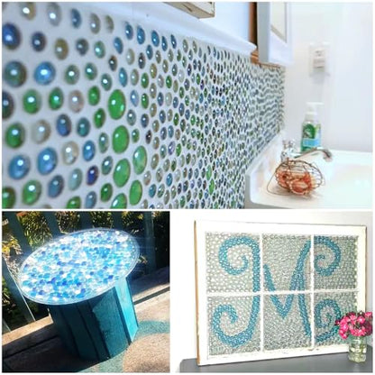 HappyFiller 5 LB Aqua Blue Glass Gems Flat Marbles Gemstones for Vase Fillers,Floral,Aquarium Fish Tank Pebbles Stones,Wedding Centerpieces,Fire Drop Beads,Arts Crafts,Each 3/4 inch