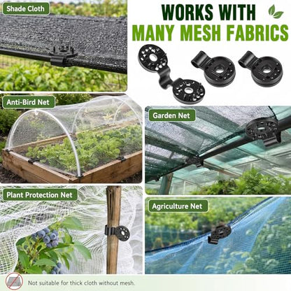 Frienda 30 Pcs Black Round Shade Cloth Plastic Clips Reusable Heavy Duty Sunshade Fabric Net Clips Attachment and Placement for Sun Shade Net Anti Bird Garden Waterproof Netting Accessories - color: Black