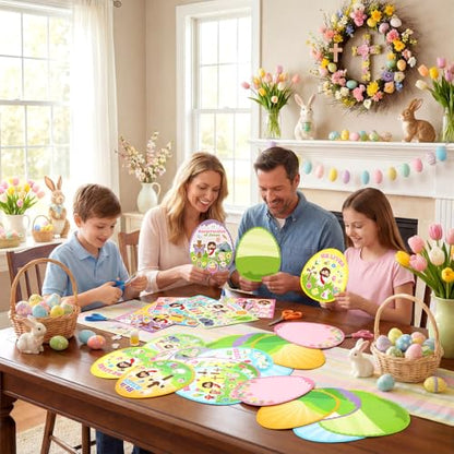 Frienda 48 Sets Easter Religious Crafts for Kids Make an Easter He is Risen Egg Sticker Scenes Resurrection Crafts Stickers for Christian Bible Sunday School Party Favors - style: Easter