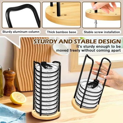 2PC Tumbler Lid Organizer, Detachable Yeti Lid Organizer Holds Up To 22 Lids, Suitable for Simple Modern Tumbler/Yeti Tumbler/Mason Jar Lids，Fit Perfectly, Stackable Steady，Bamboo Base