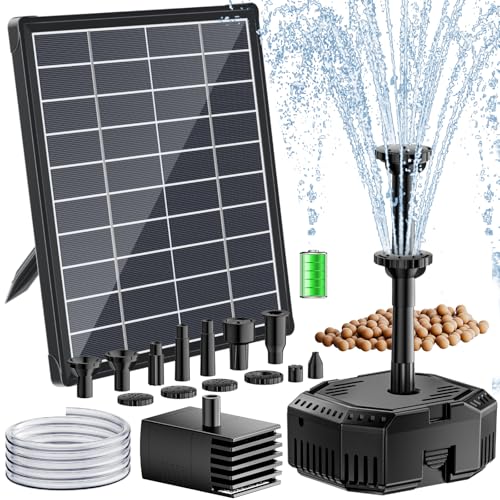 7W Solar Pond Filter with Battery Backup, Solar Pond Filter with Water Pump, Pond Pump with Shortage Protection For Small Pond Bird Bath Fish Ponds - size: 7W