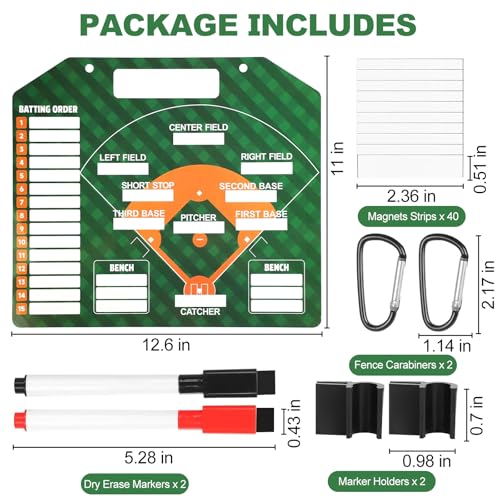 Magnetic Baseball Lineup Board for Dugout, Dry Erase Coach Lineup Board - style: Baseball Board