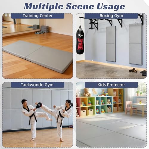 1-Piece Wall Pads for Gym, 2" Thick Wall Cushion Padding Basketball Court Garage Wall Mount Protector, 60" L x 24" W Anti Collision Exercise Mats for Basement Taekwondo - color: gray