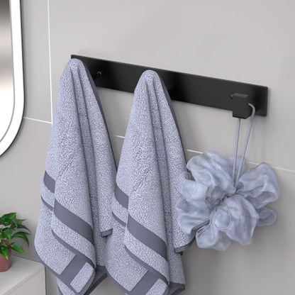 PMMASTO Stainless Steel Wall Coat Rack, Black- 3 Hooks, 2 Pack, L Shape - color: Black, size: 3 "L" Hooks, 2PACK