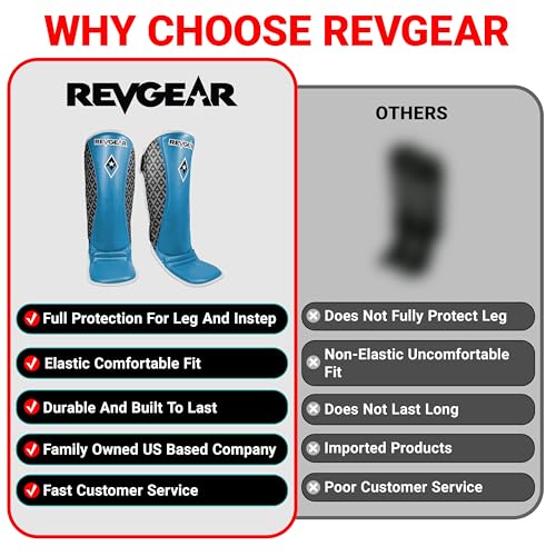 Revgear Superlite Light Weight Leather Shin Guards | for Martial Arts/MMA - color: Blue, size: Small