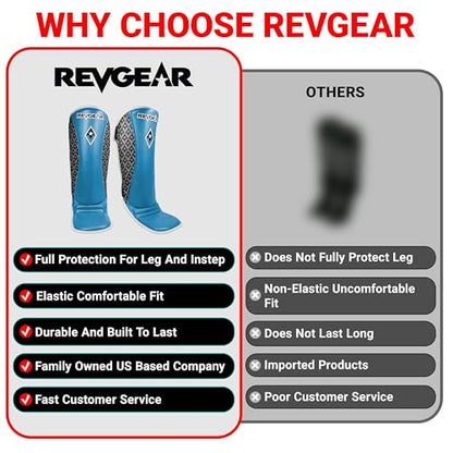 Revgear Superlite Light Weight Leather Shin Guards | for Martial Arts/MMA - color: Blue, size: Small