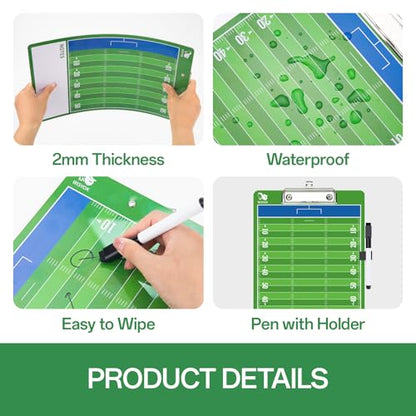WISYOK Football Clipboard for Coaches, Dry Erase | Double Sided, for Football, Coach Gift, Game Planning, Practice, Training, Tactics - style: Football