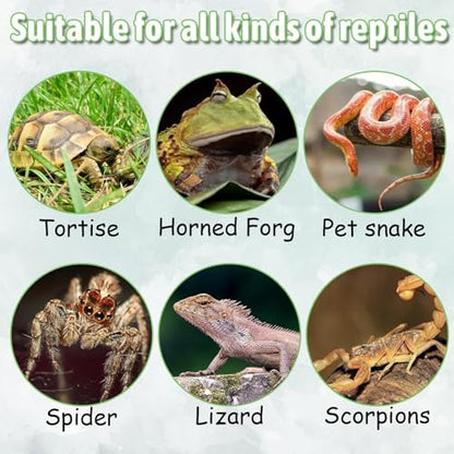 Reptile Water Dish, Snake Water Bowl, Resin Turtle Basking Platform with Artificial Plants, Crested Gecko Tank Accessories for Bearded Dragon, Hermit Crab, Snake (Smooth)