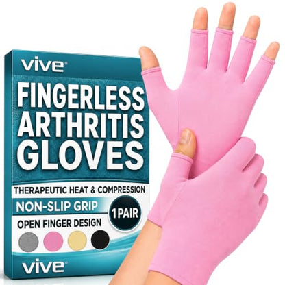 Vive Arthritis Gloves - Men, Women Rheumatoid Compression Hand Glove - color: Pink, size: X-Small