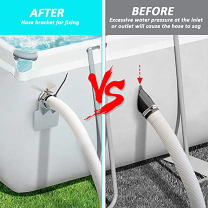 Swimming Pool Pipe Holders 3 PCS, Fits 1.5'(MAX) Above Ground Swimming Pool Hose Support Brackets, Prevent Pipe Sagging, with 3 Tapes, 6 Cable Ties& 3 Stainless Steel Hose Clamps