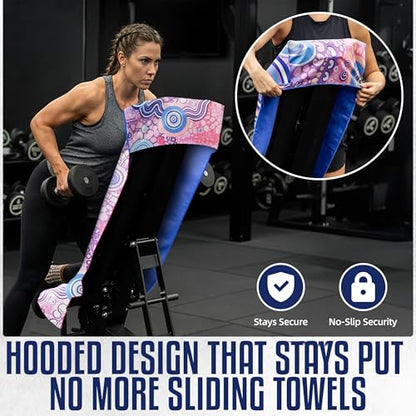 Hooded Microfiber Gym Towel – Highly Absorbent Car Seat Towel with Carry Bag – Double-Sided Sweat Towel, Reversible, Quick Dry & Sand-Resistant Fabric, Joy, 130 x 60cm - color: Joy