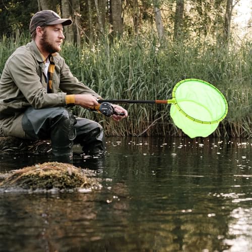 BESPORTBLE Fishing Net Head 30cm Diameter Fluorescent Green Fishing Landing Net Replacement Mesh Pouch for Outdoor Anglers