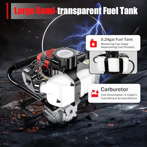 Gas Powered T-Post Driver, 900W 32.7CC T Post Pounder Driver Heavy Duty Gasoline, 2-Stroke Fence Farm Push Pile Gasoline Engine Kit for Fence Post Construction Site