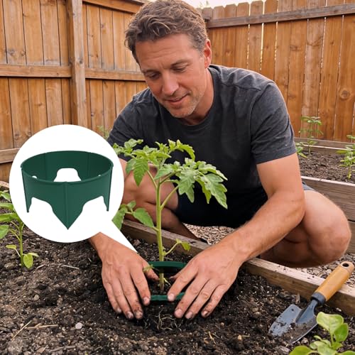 30pcs Planting Grow Rings, Planting Protective Round Edging, Interlocking Garden Plant Rings, Adjustable Diameter Range 8.2-15.7 in, for Deep Watering Vegetables, Herbs and Flowers (Green)