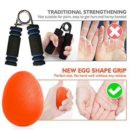 Peradix Hand Grip Strength Trainer, Stress Relief Ball, Wrist Rehab Therapy Hand Grip Equipment Ball Squishy Tools - Set of 3 Finger Resistance Exercise Squeezer