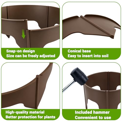 24 Pieces Planting Grow Rings, 7.8-15.16in Adjustable Round Plant Support Rings, Brown Plant Rings for Outdoor Plants – Blocks Pests & Retains Soil Moisture