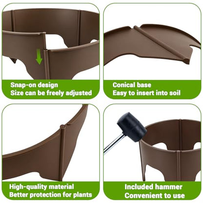 24 Pieces Planting Grow Rings, 7.8-15.16in Adjustable Round Plant Support Rings, Brown Plant Rings for Outdoor Plants – Blocks Pests & Retains Soil Moisture